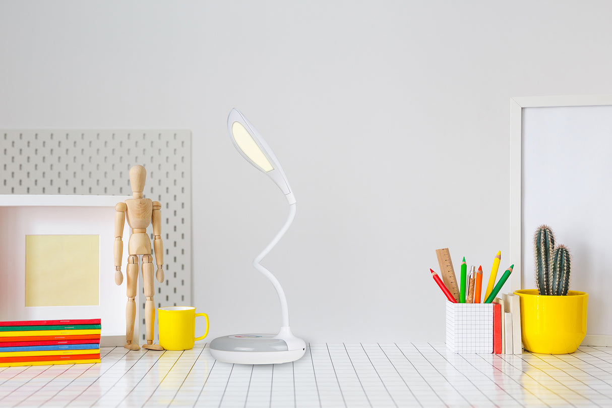 מנורת שולחן סומק לד לבן מתאם+USB