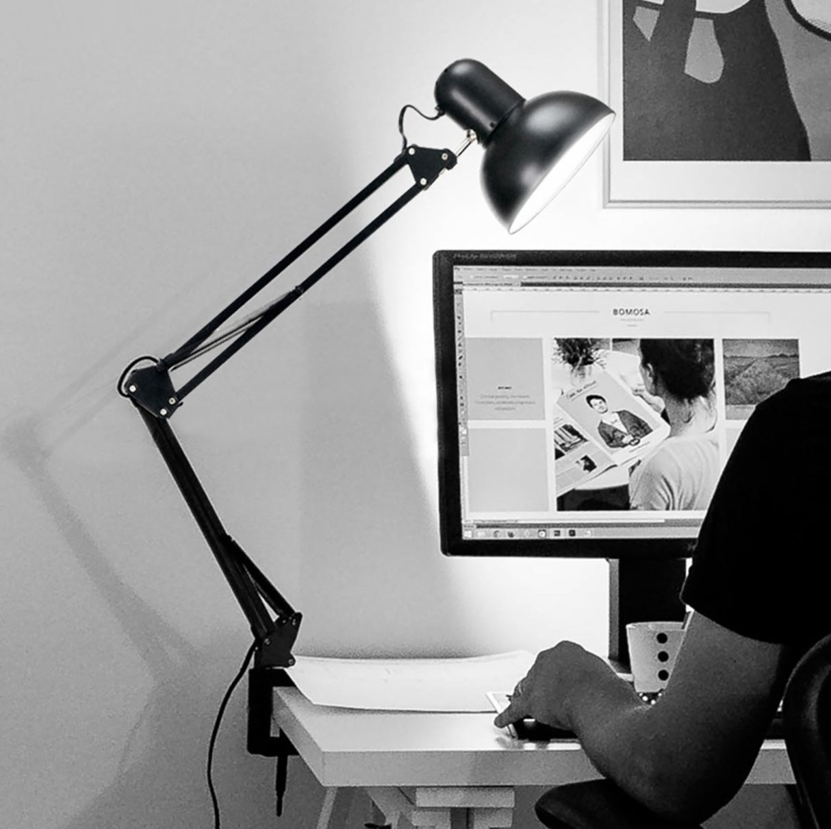 מנורת שולחן שרטוט קליפס שחור| לבן|כחול| כסף