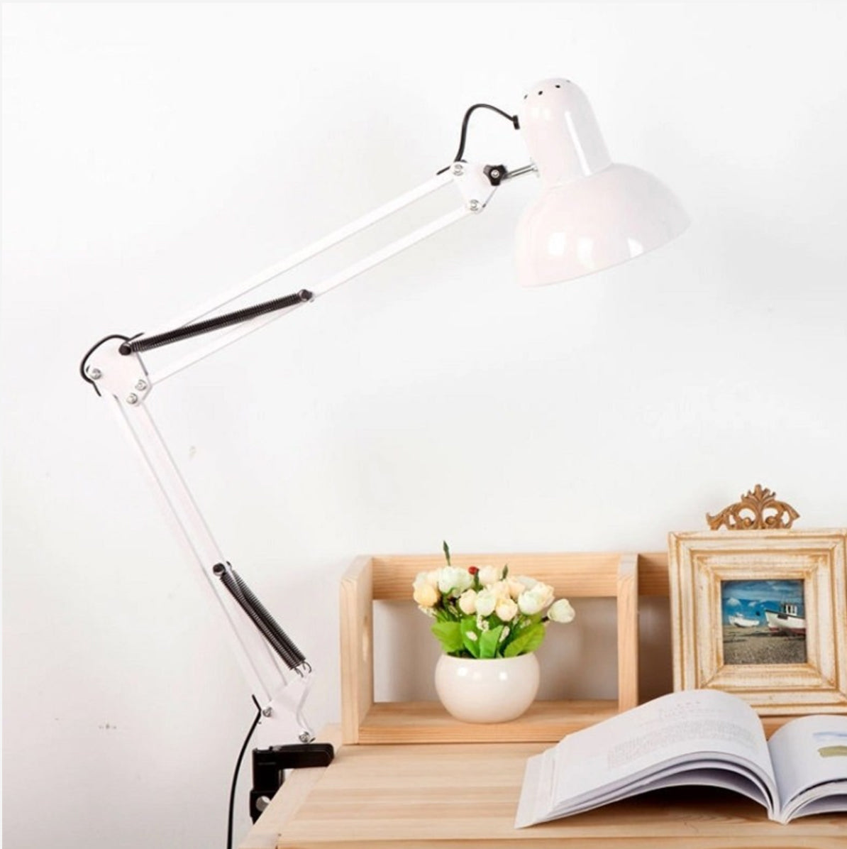 מנורת שולחן שרטוט קליפס שחור| לבן|כחול| כסף