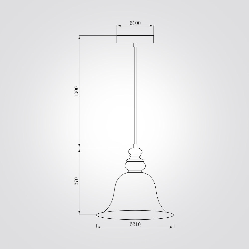 מנורת תלייה פעמון | מעושן| אמבר| נחושת