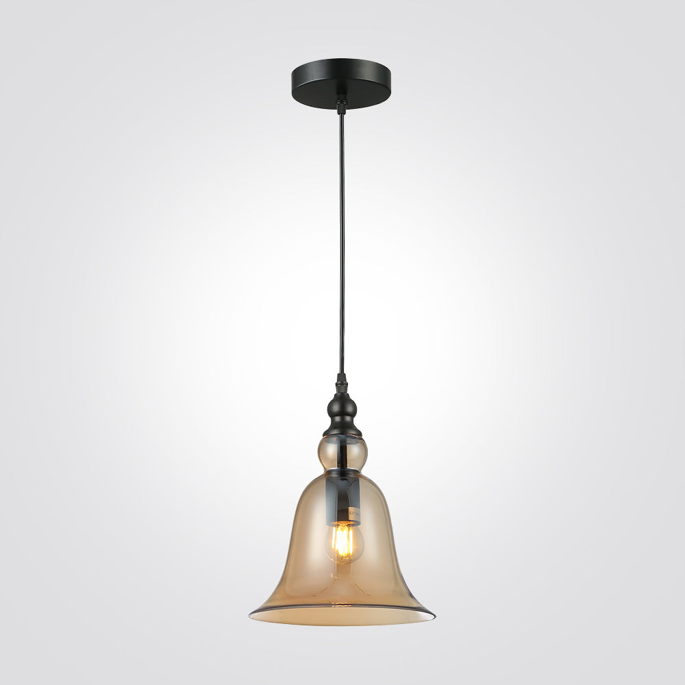 מנורת תלייה פעמון | מעושן| אמבר| נחושת