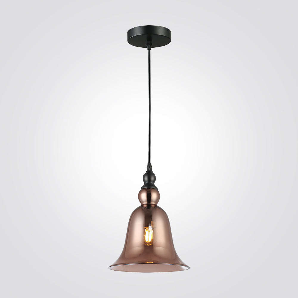 מנורת תלייה פעמון | מעושן| אמבר| נחושת