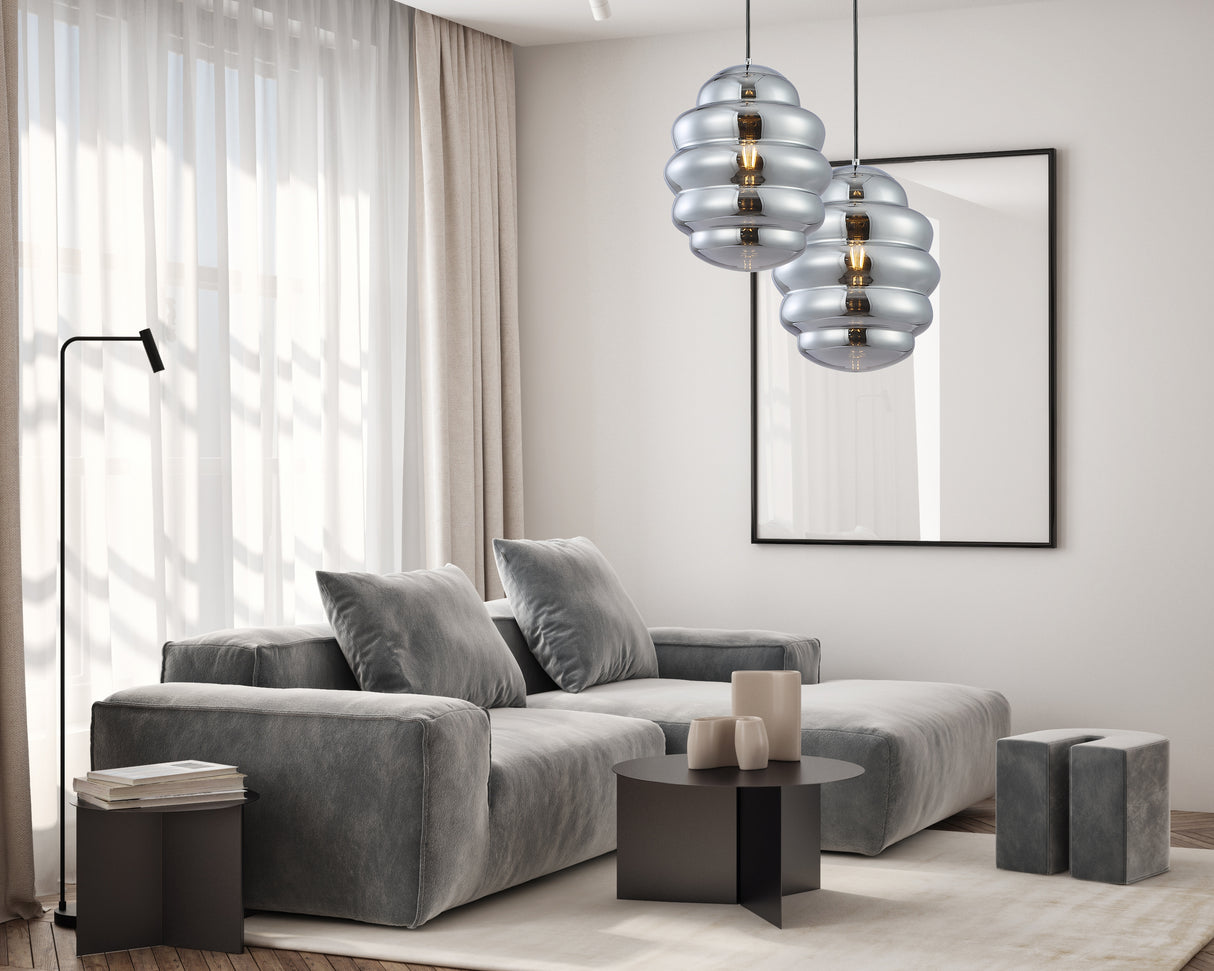 מנורת תלייה טופז| מעושן| אמבר