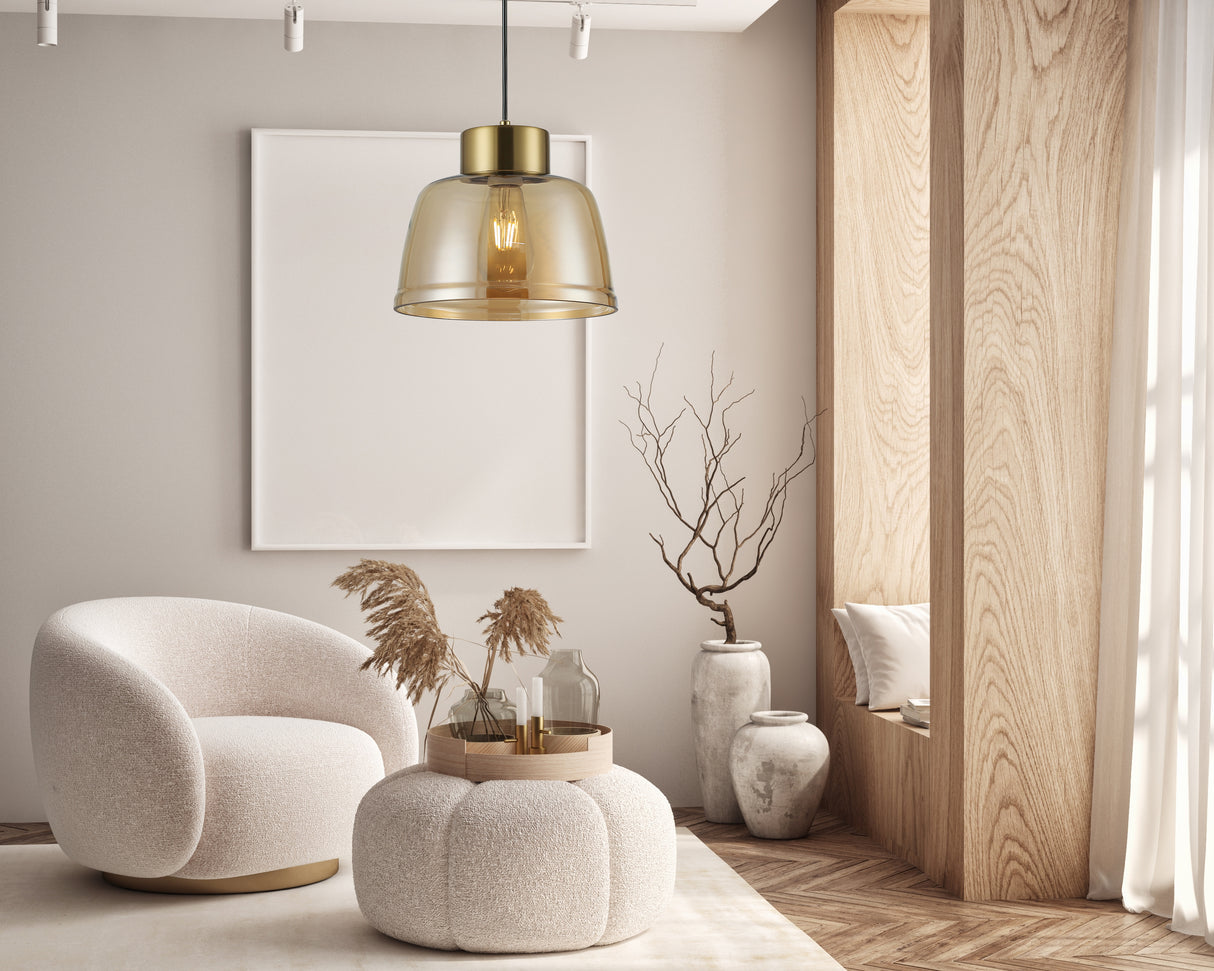 מנורת תלייה טובי| מעושן| אמבר| לבן