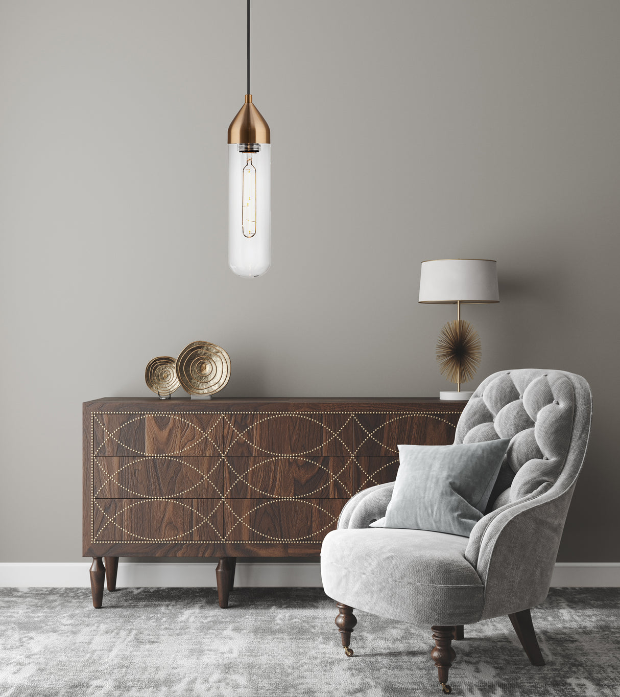 מנורת תלייה סקוט שחור| פליז| כרום