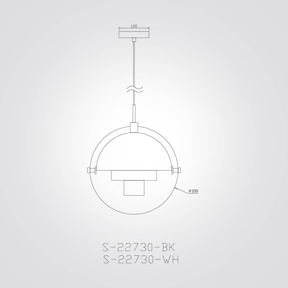 מנורת תלייה מרינה ג'ונס שחור| לבן