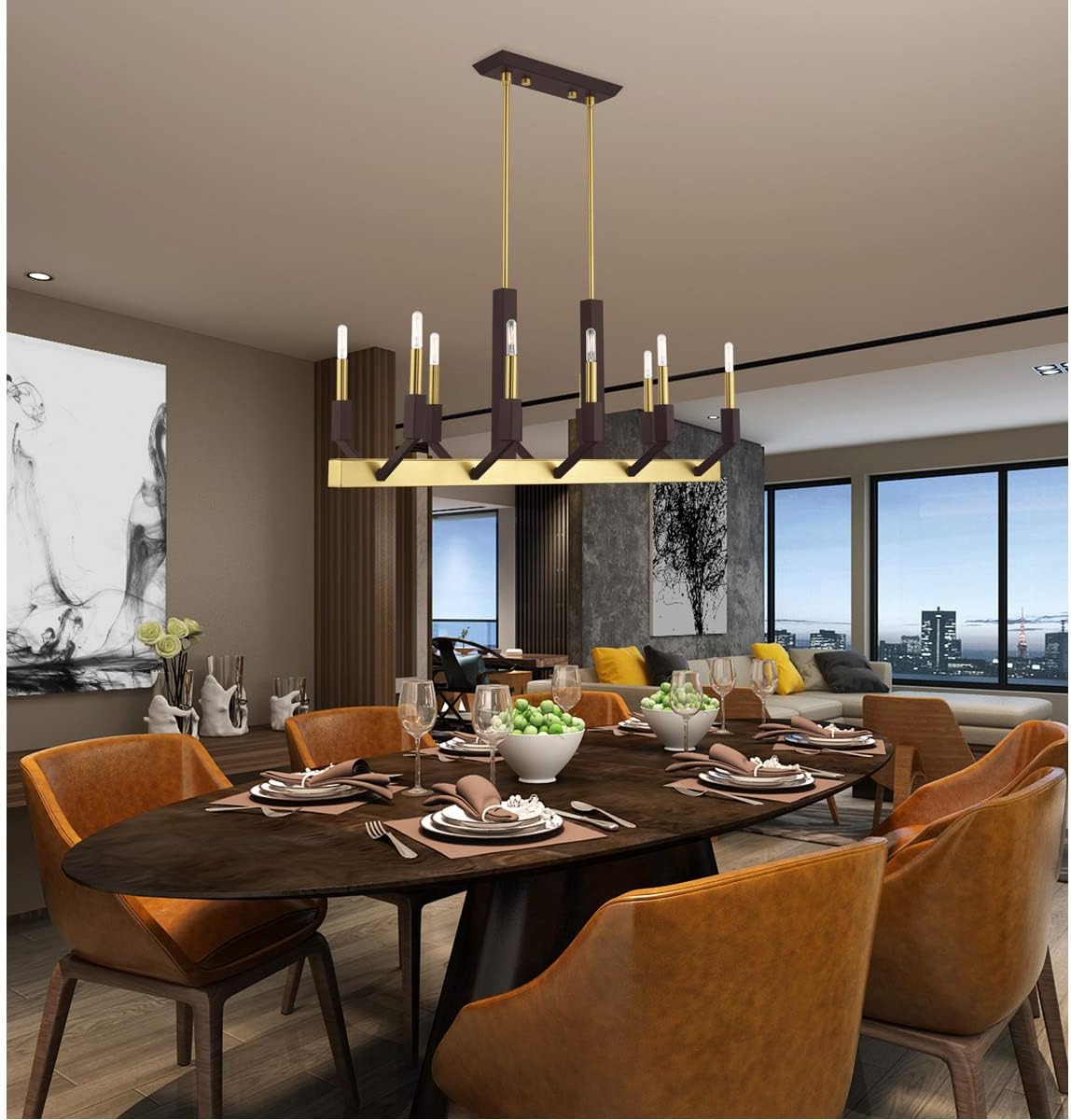 מנורת תלייה אודי עשירייה| שחור + נחושת