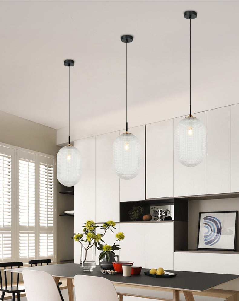 מנורת תלייה גאדור דגם אמבר| לבן| שקוף