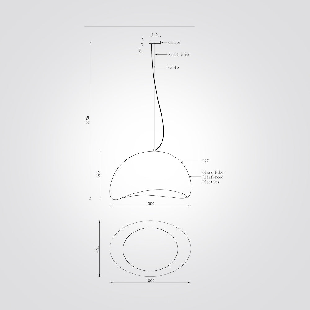 מנורת תליה קסקדה לבן | Φ100 CN
