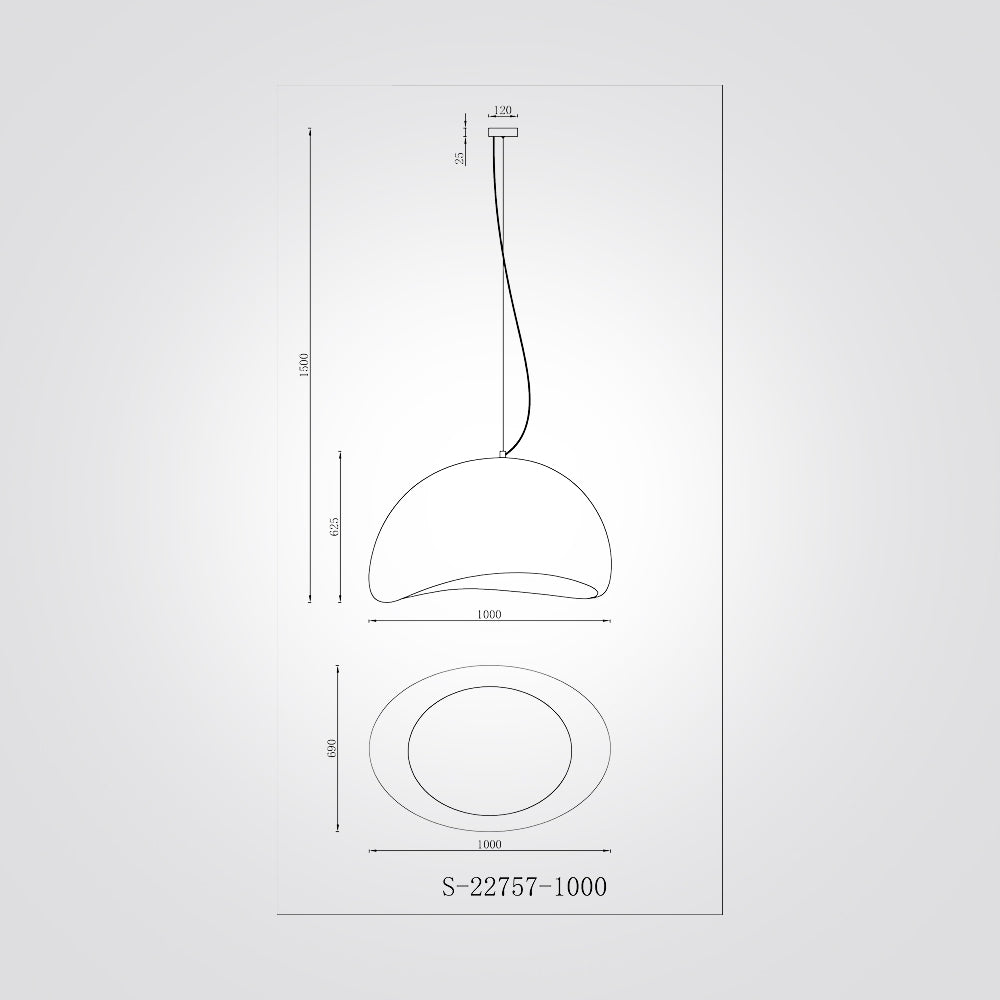 מנורת תליה קסקדה אפור | Φ100 CN