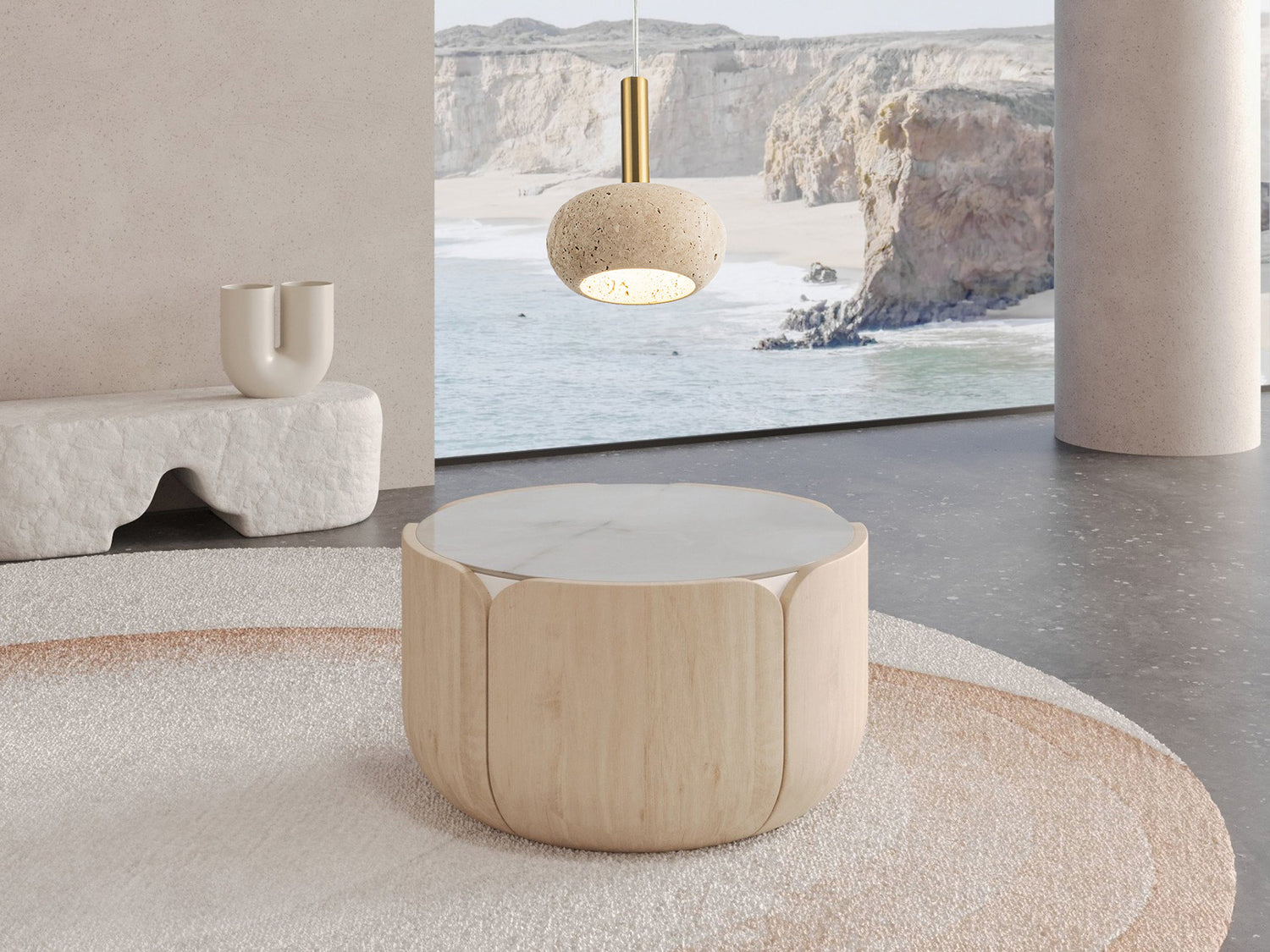 מנורת תלייה אבן טבעית דגם| B