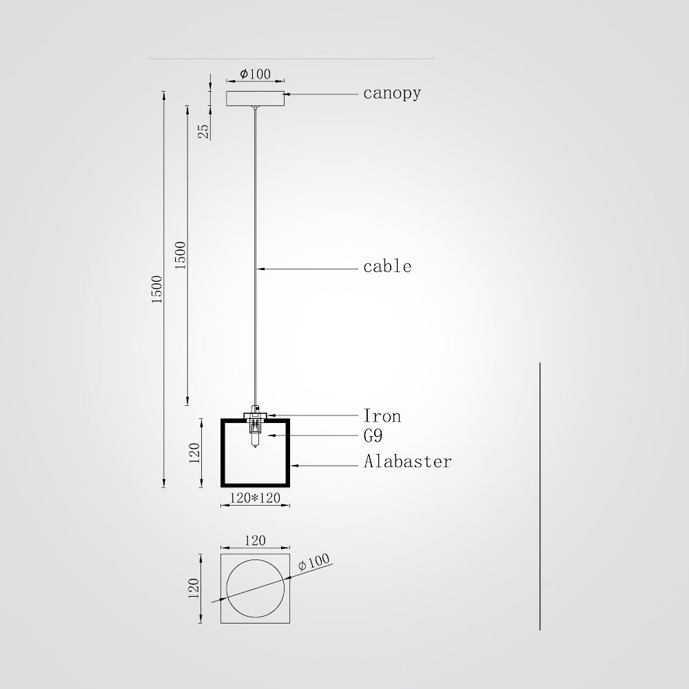 מנורת תלייה אוקלנד בודד שיש ספרדי אמיתי