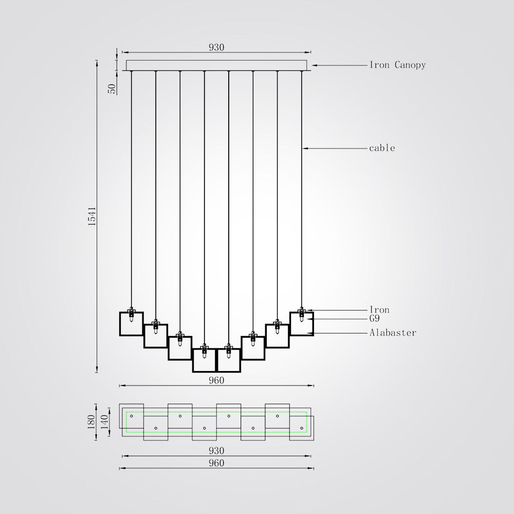 מנורת תלייה אוקלנד שמיניה שיש ספרדי אמיתי