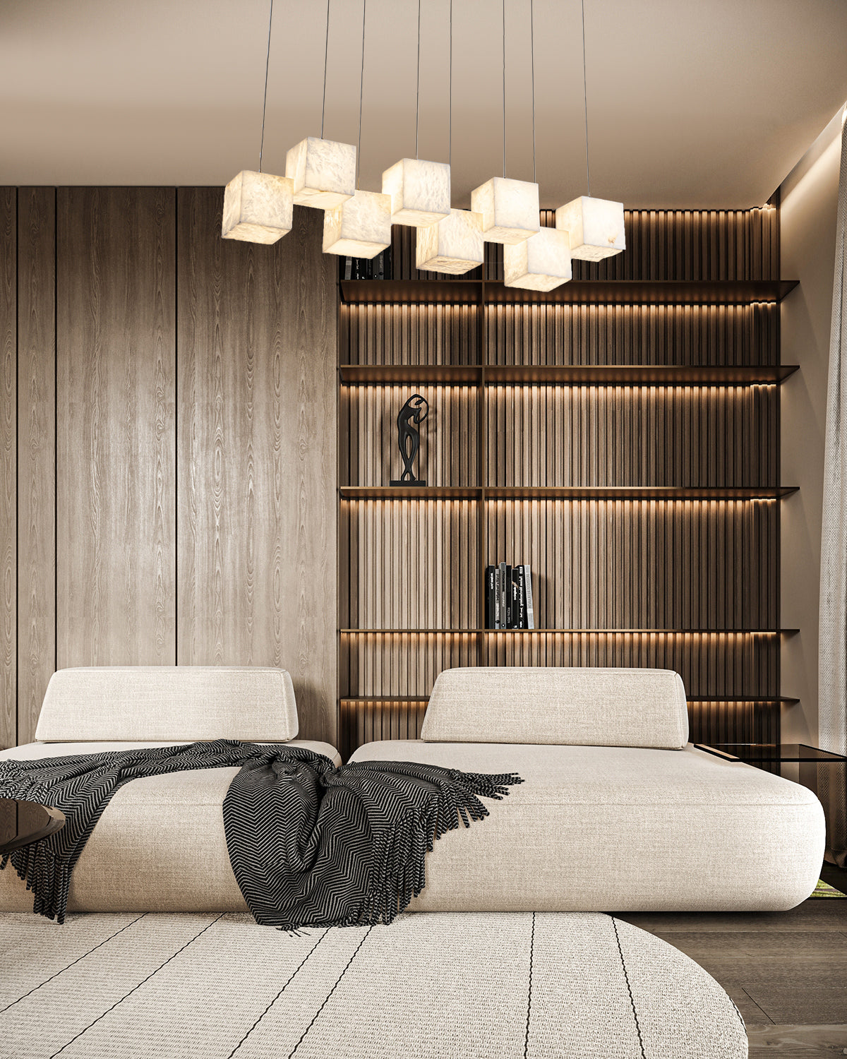 מנורת תלייה אוקלנד שמיניה שיש ספרדי אמיתי