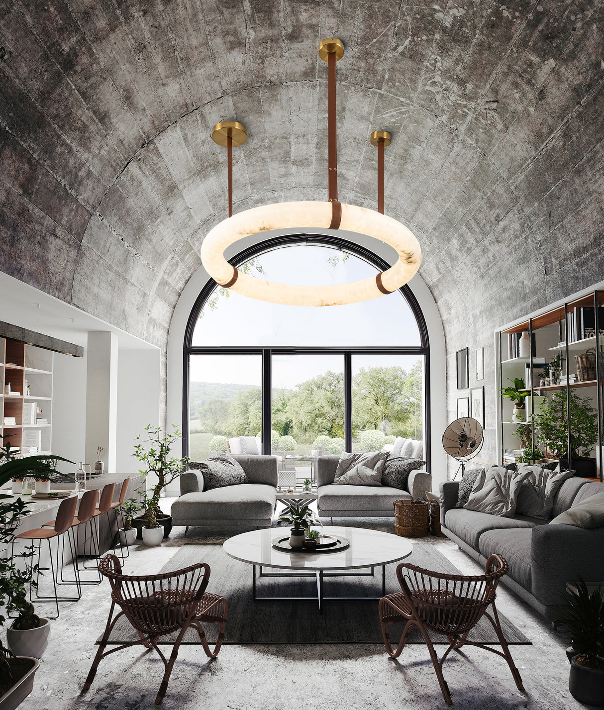 מנורת תלייה אוקלנד אלבסטר| Φ80 CM