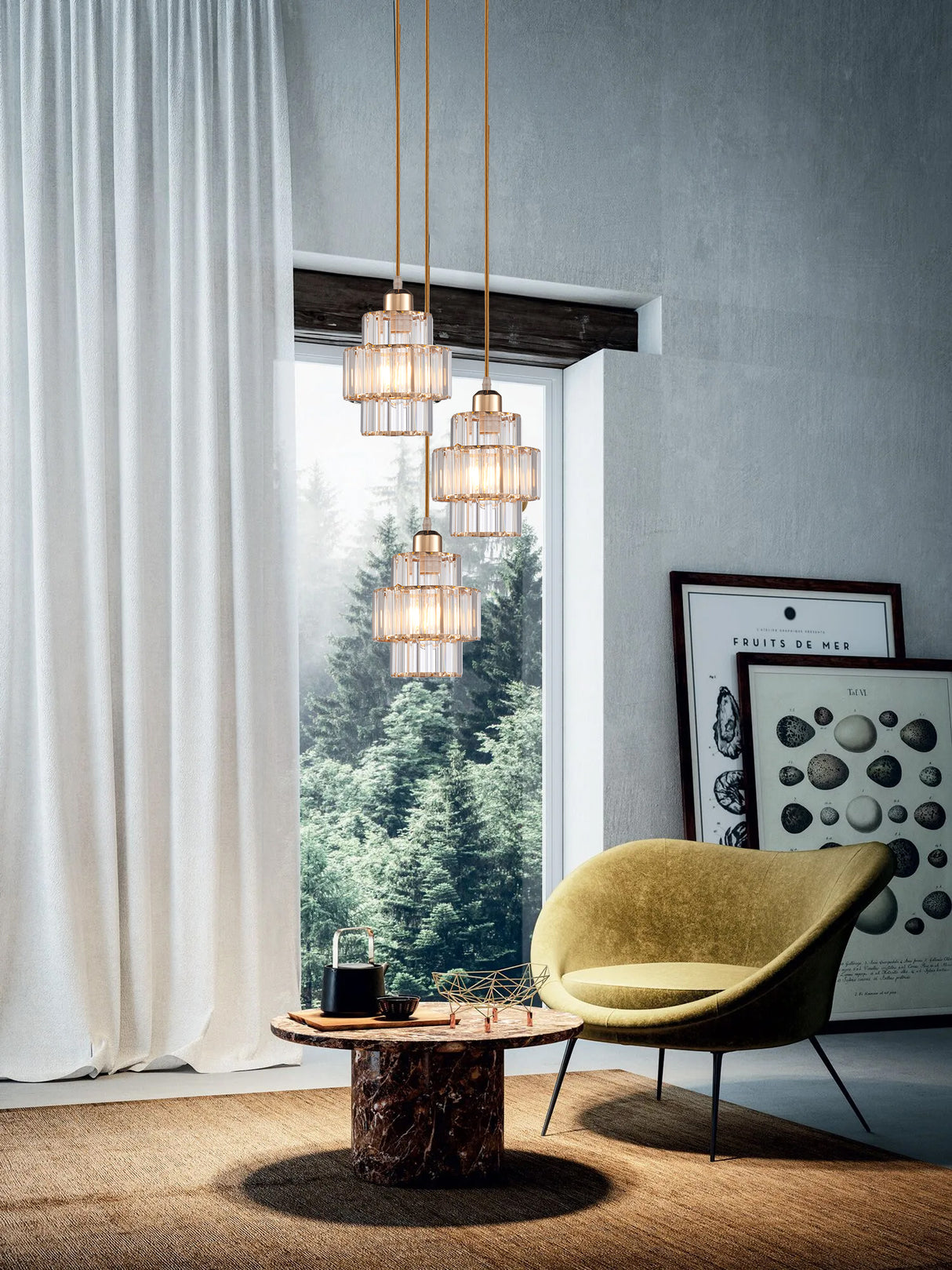 מנורת תלייה גוליאן דגם| זהב