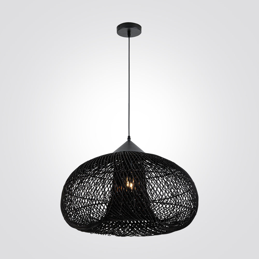 מנורת תלייה טנזניה ראטן עץ שחור דגם| C