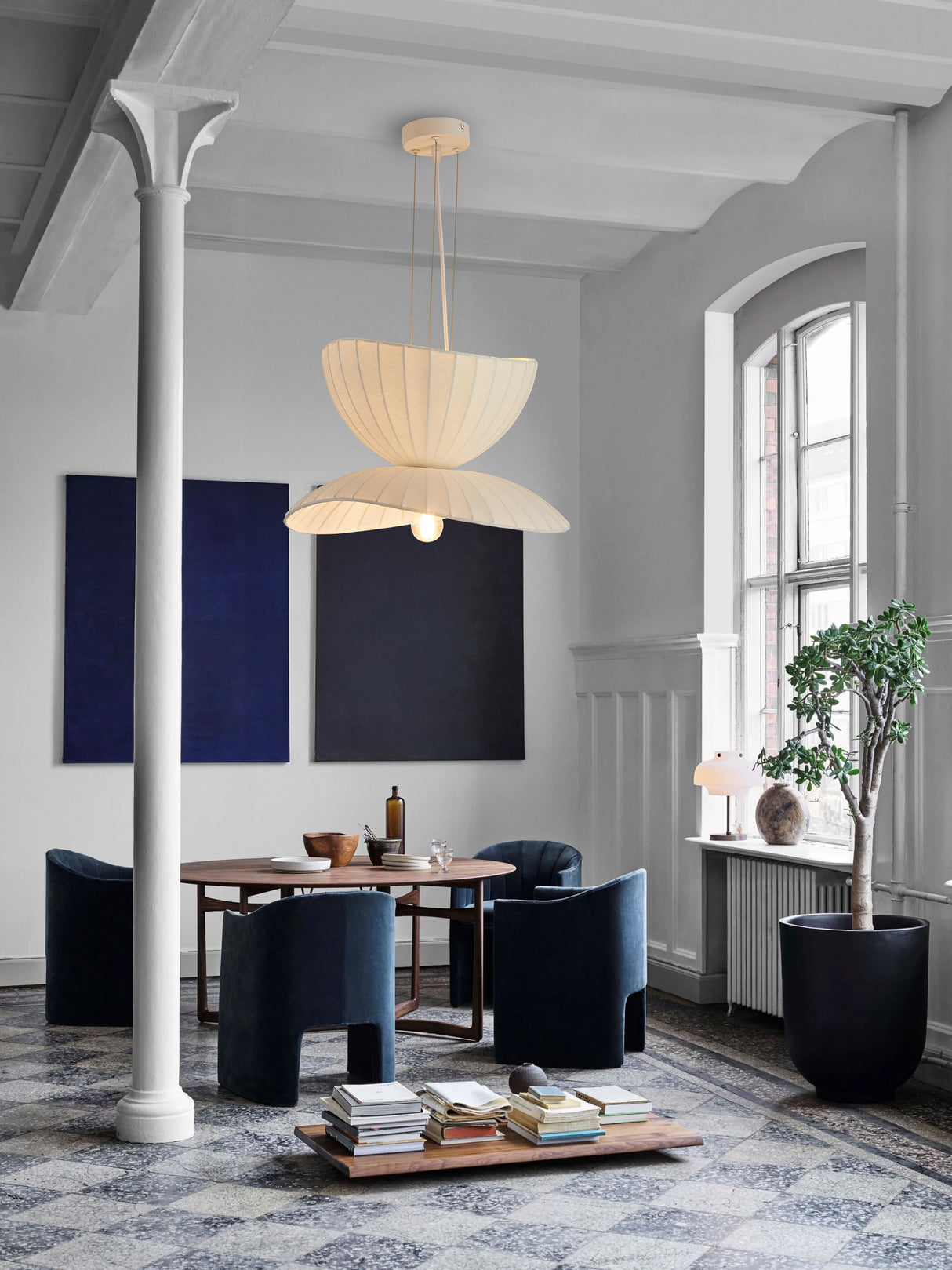 מנורת תלייה מבד משי | דגם קליפסו