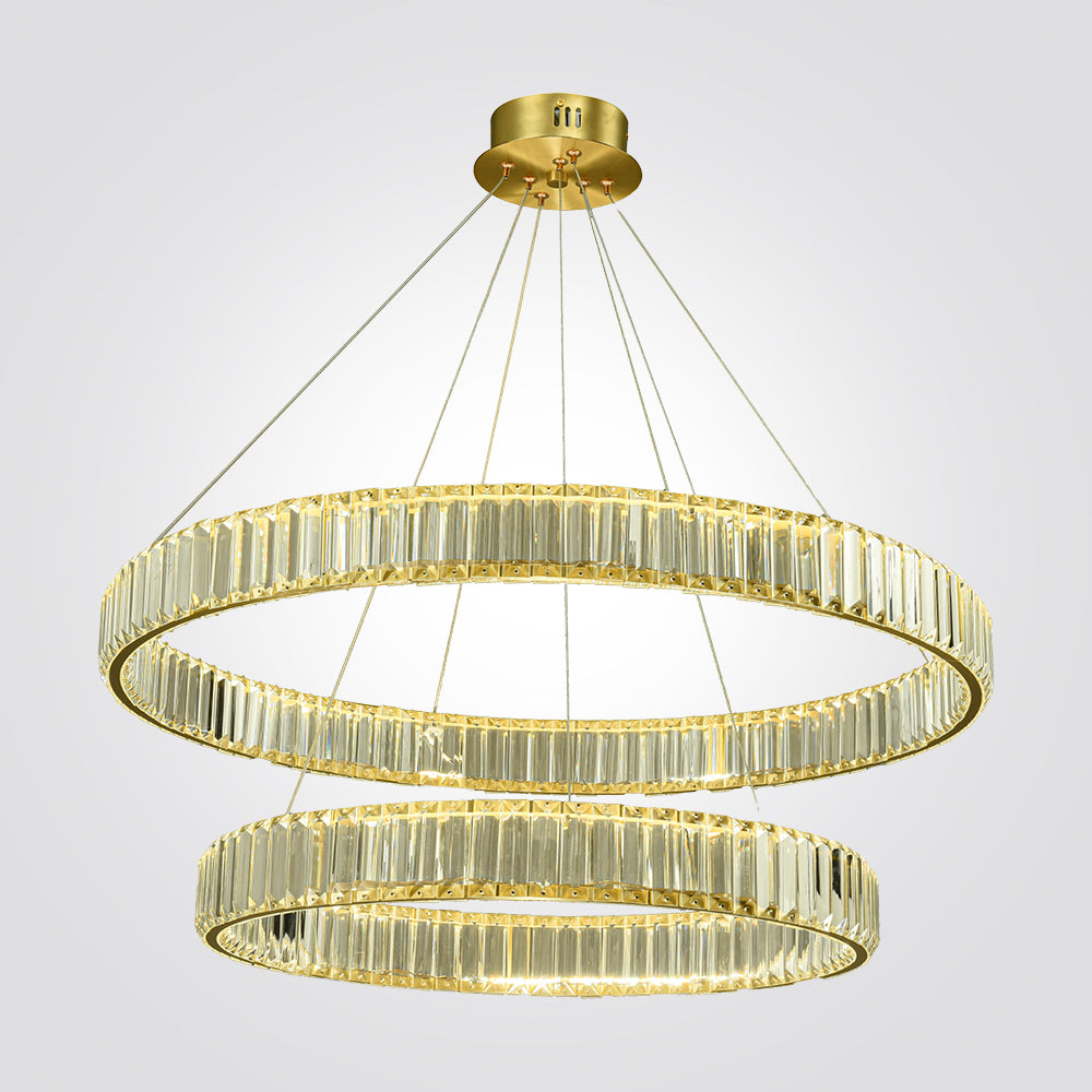 מנורת תלייה קריסטל לד דגם אליסון זוגי – קוטר 60+80 ס"מ