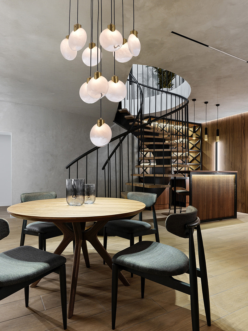 מנורת תלייה סלין – בסיס ישר עשירייה זהב מוברש, אהיל לבן רך | G9