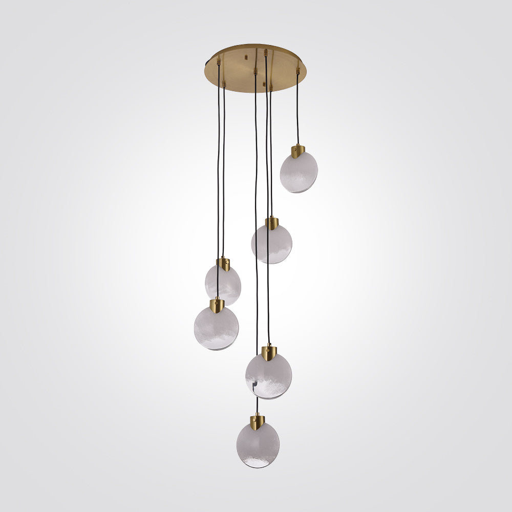 מנורת תלייה סלין – בסיס עגול שישייה זהב מוברש, אהיל לבן רך | G9