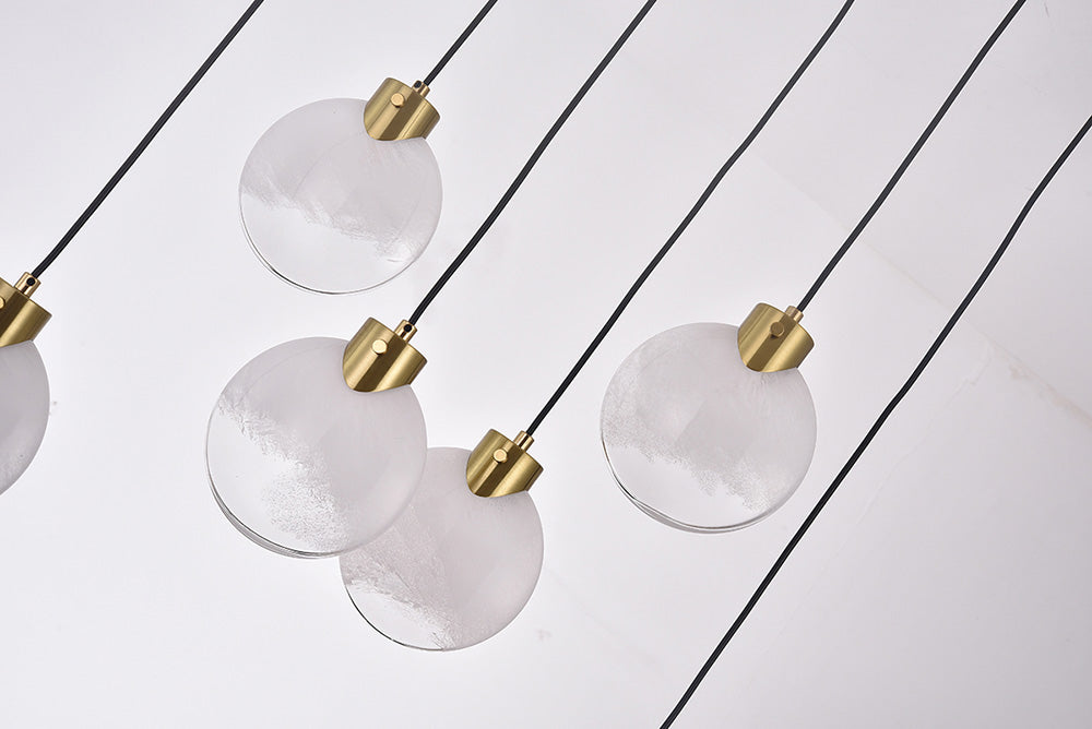 מנורת תלייה סלין – בסיס ישר שישייה זהב מוברש, אהיל לבן רך | G9