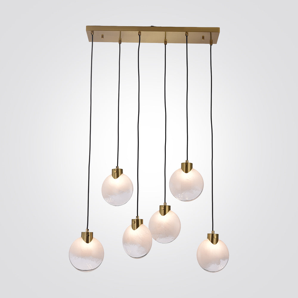 מנורת תלייה סלין – בסיס ישר שישייה זהב מוברש, אהיל לבן רך | G9