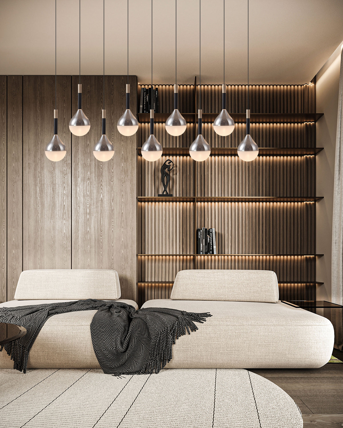 מנורת תלייה סטורנוס תשיעייה – אבן טרוונטין | 27W LED | 3000K