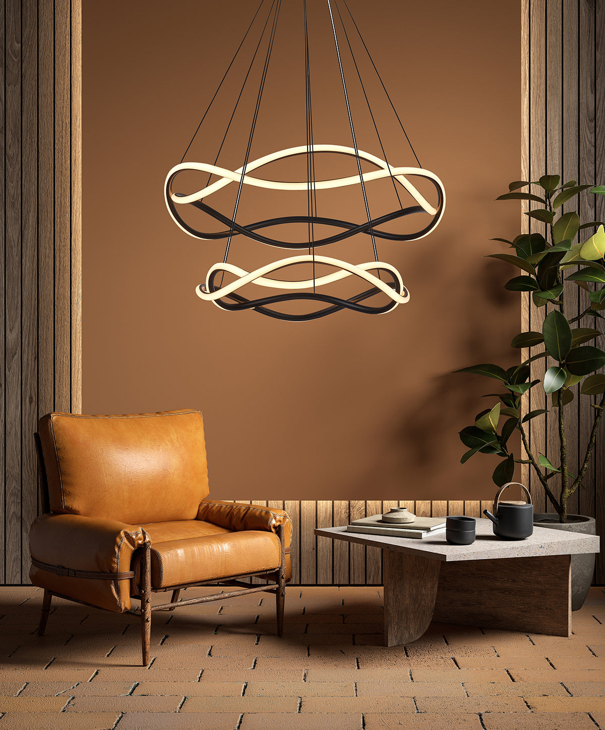 מנורת תלייה אינפיניטי – שחור | Ø80 + Ø60 ס"מ | 120W