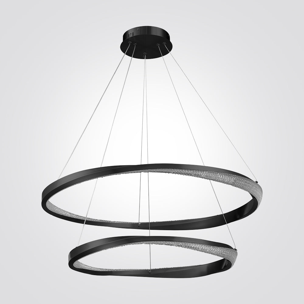 מנורת תלייה אינפיניטי – שחור | זהב | Ø80+Ø60 ס"מ | 88W