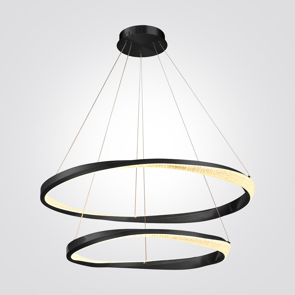 מנורת תלייה אינפיניטי – שחור | זהב | Ø80+Ø60 ס"מ | 88W