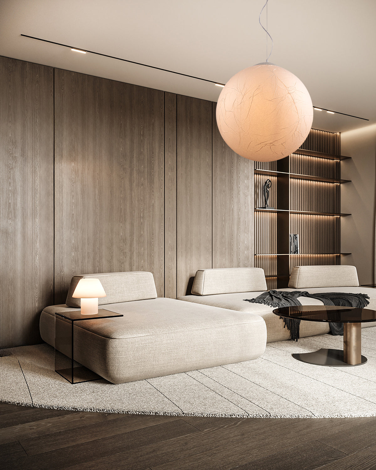 מנורת תלייה נייר אורז | דגם בראון