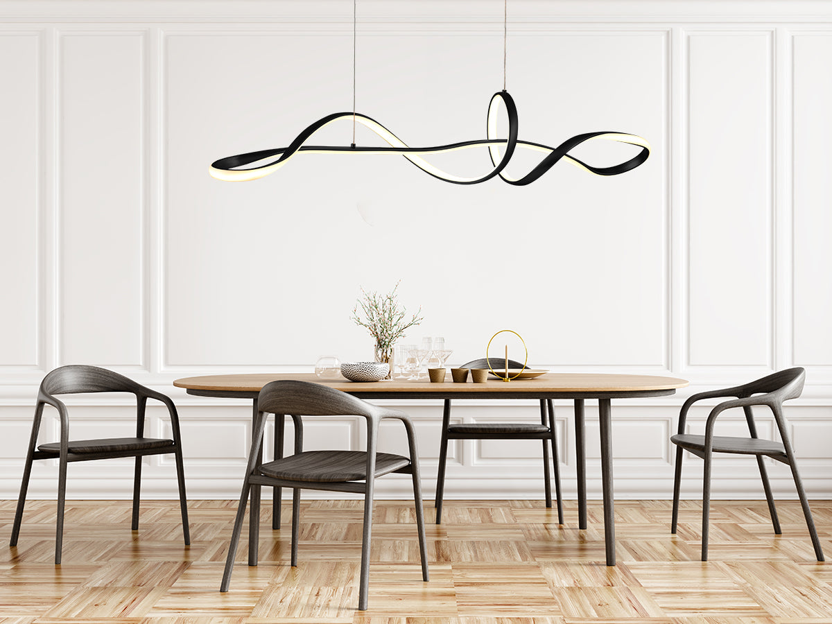 מנורת תלייה גל LED – שחור | זהב | 60W