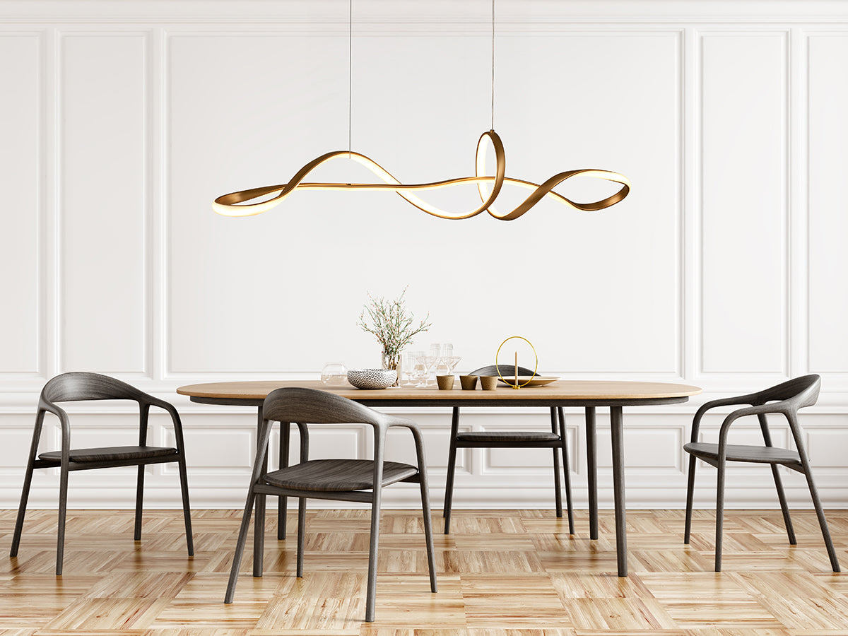 מנורת תלייה גל LED – שחור | זהב | 60W