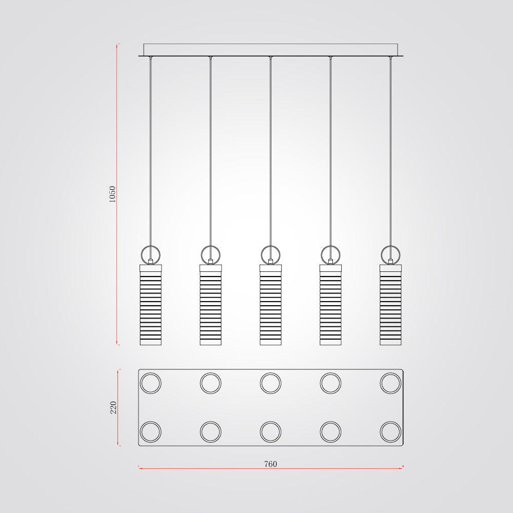 מנורת תליה 10 קנים LED 48W | פליז | CCT