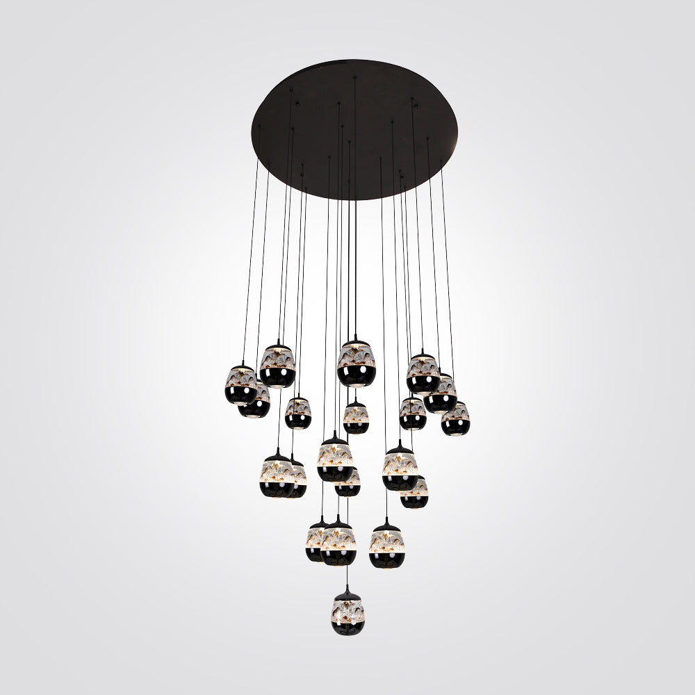 מנורת תליה 20 קנים LED | שחור פנינה | 120W | 3000K