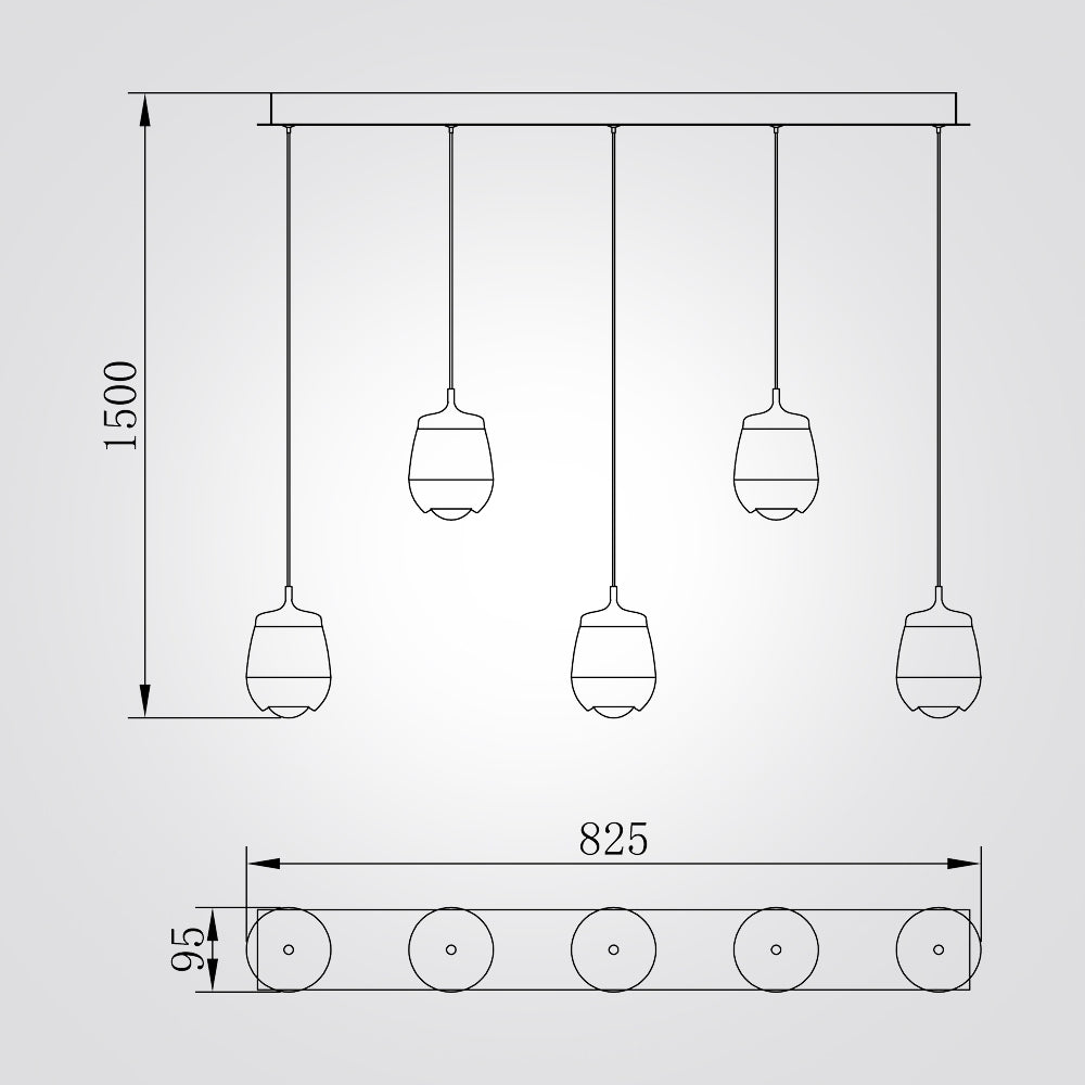 מנורת תליה חמישייה LED | שחור פנינה | 30W | 3000K