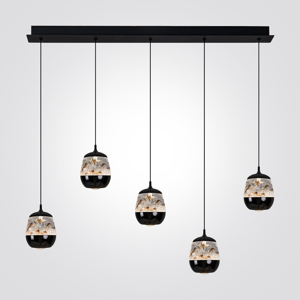 מנורת תליה חמישייה LED | שחור פנינה | 30W | 3000K