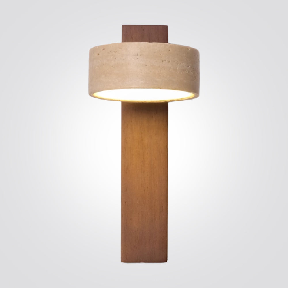 מנורת קיר ויקטוריה – טרוורטין טבעי ועץ אגוז | 9W | 3000K