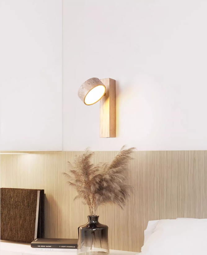 מנורת קיר ויקטוריה – טרוורטין טבעי ועץ בהיר| 9W | 3000K