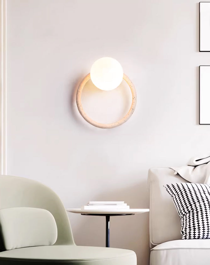 מנורת קיר ויטה – טרוונטין טבעי וזכוכית | דגם A