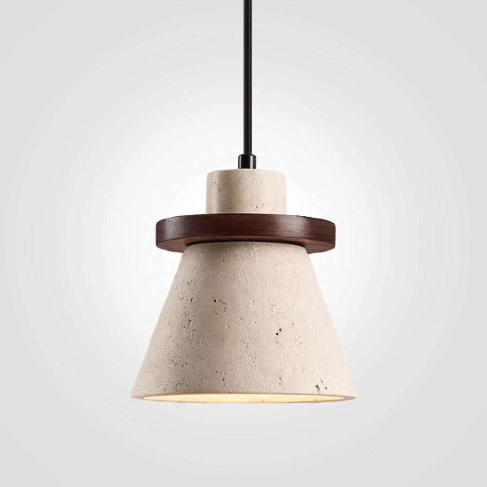 מנורת תלייה ויטה– טרוונטין טבעי ועץ אגוז | דגם B