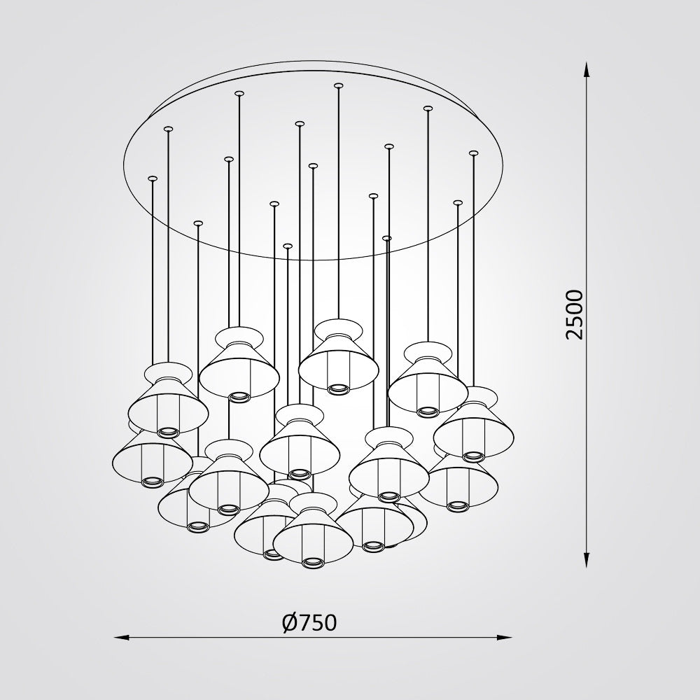 מנורת תלייה LED – ברוקלין | 16 ראשים | זהב + לבן מט | 3000K