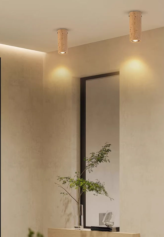 מנורת תקרה צילינדר נובה – טרוונטין טבעי | GU10