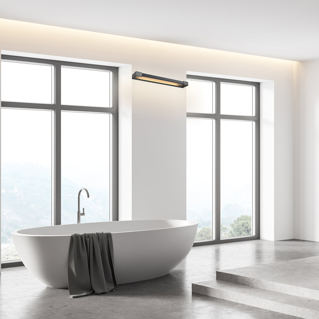 מנורת קיר רון | שחור| פליז| לבן| 30| 60|90 | ס"מ