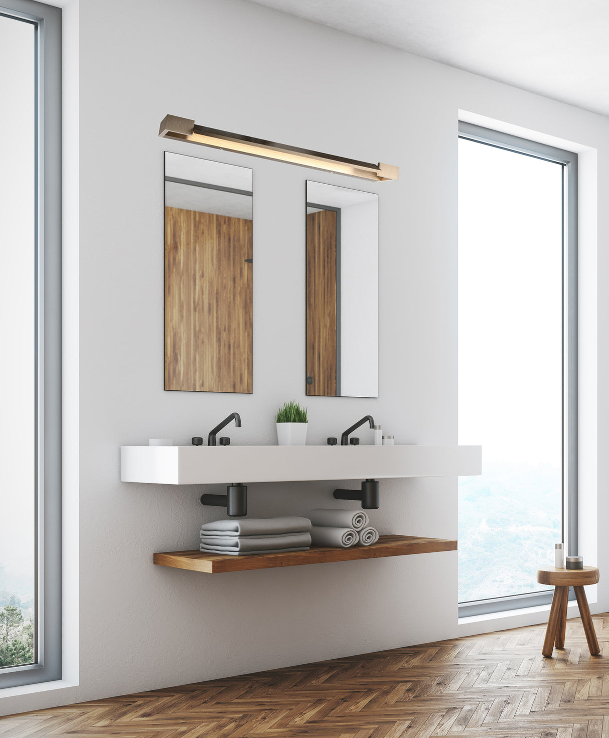 מנורת קיר רון | שחור| פליז| לבן| 30| 60|90 | ס"מ