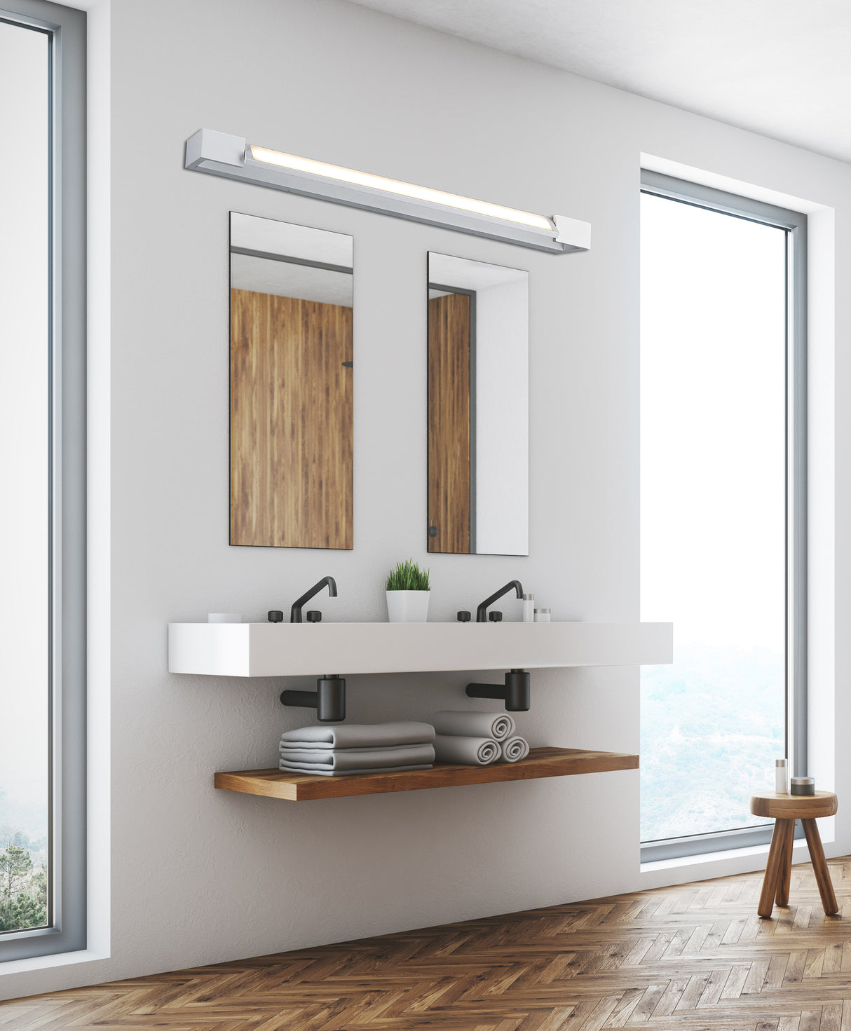 מנורת קיר רון | שחור| פליז| לבן| 30| 60|90 | ס"מ