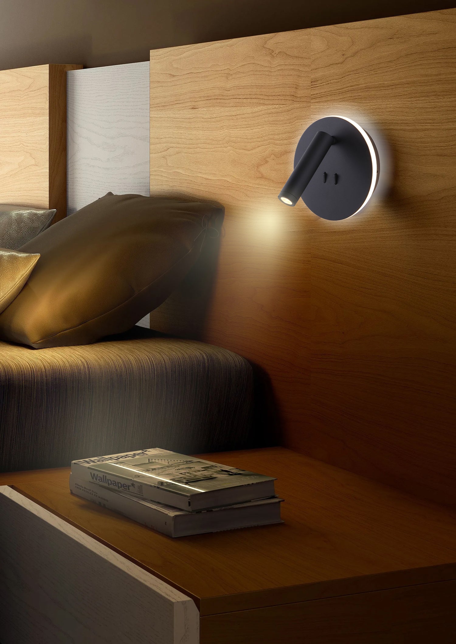 מנורת קיר קאסטרו עגול| זהב| לבן| שחור