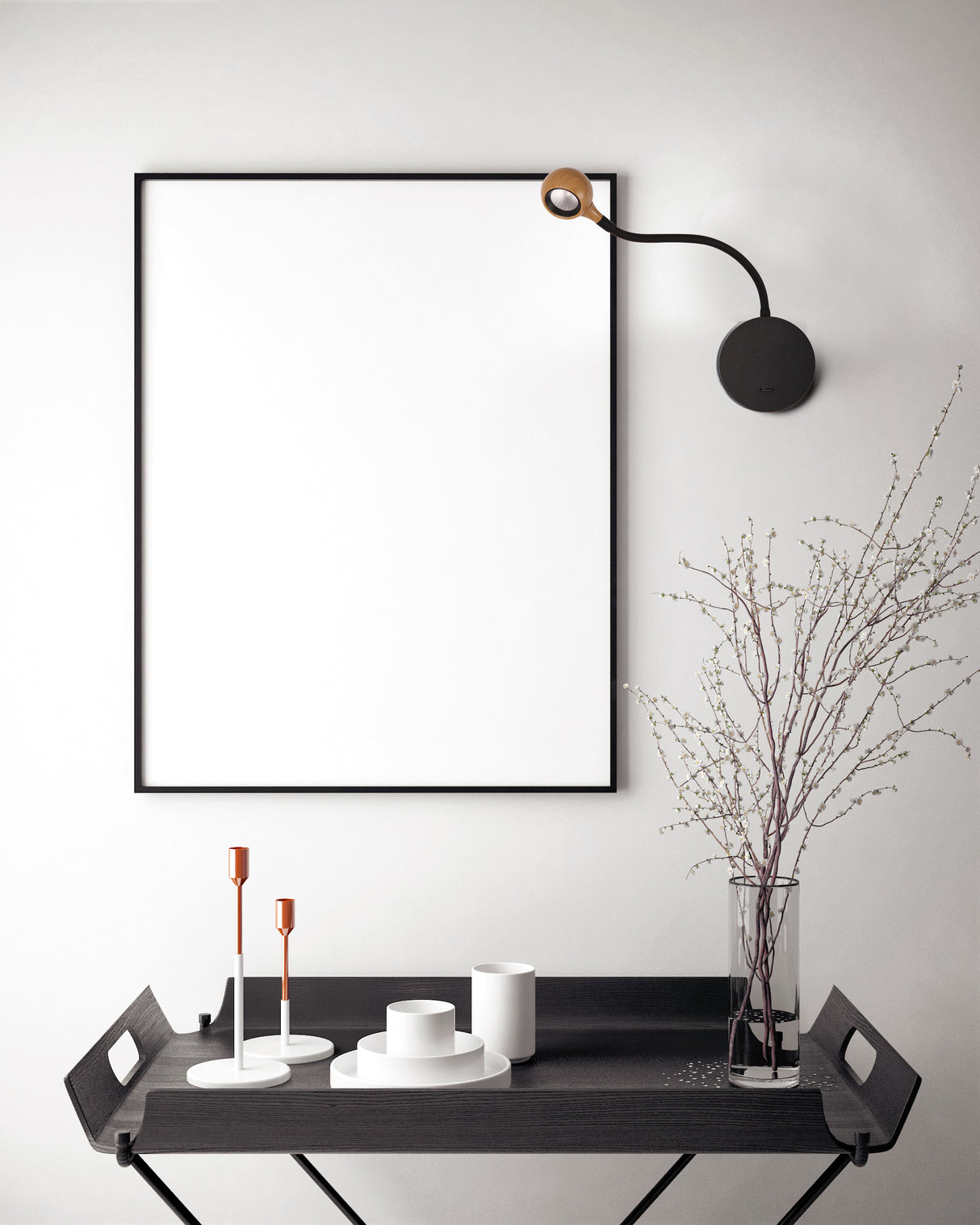 מנורת קיר קריאה זרוע מתכווננת ולנסיה לד שחור| שחור+ עץ