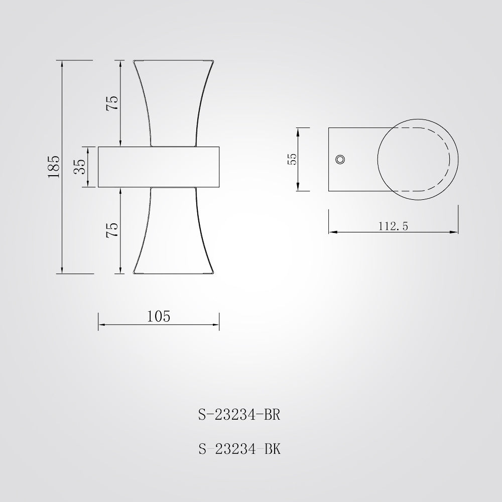 מנורת קיר אפ- דאון פארקר שחור+ נחושת | שחור